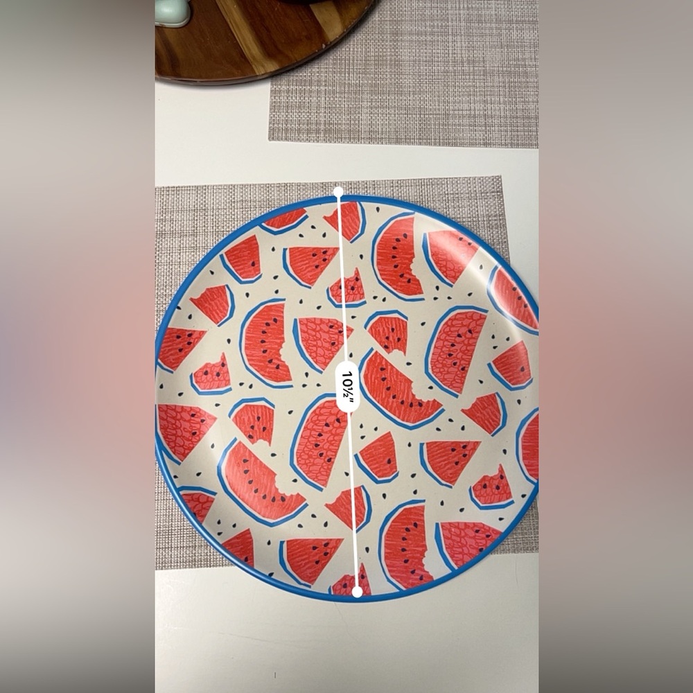 Watermelon Patterned Plate with Blue Rim - Picture 4 of 4